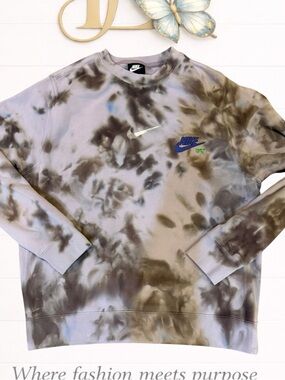 Nike Men’s Tie-Dye Crewneck Blue Void/LT Liquid Lime